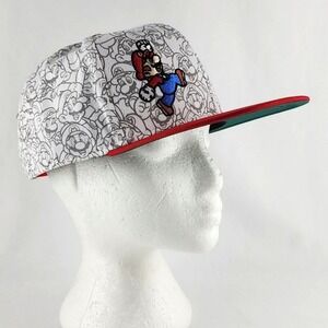 Nintendo Super Mario Snapback Adjustable Hat Cap Red White OS Fits Most